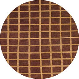 Round Machine Washable Abstract Saffron Red Rug, wshabs1501