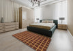 Abstract Saffron Red Checkered Rug in a Bedroom, abs1501