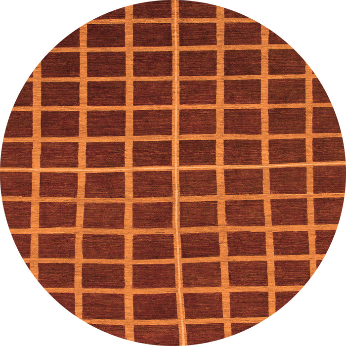 Round Machine Washable Checkered Orange Modern Area Rugs, wshabs1501org