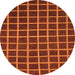 Round Machine Washable Checkered Orange Modern Area Rugs, wshabs1501org