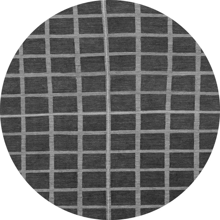 Round Machine Washable Checkered Gray Modern Rug, wshabs1501gry