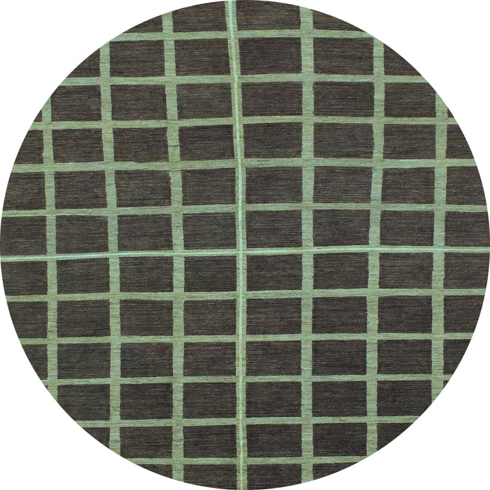 Round Checkered Light Blue Modern Rug, abs1501lblu