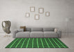 Machine Washable Checkered Emerald Green Modern Area Rugs in a Living Room,, wshabs1501emgrn