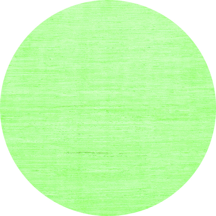 Round Machine Washable Solid Green Modern Area Rugs, wshabs1502grn