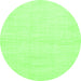 Round Machine Washable Solid Green Modern Area Rugs, wshabs1502grn