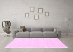 Machine Washable Solid Pink Modern Rug in a Living Room, wshabs1502pnk