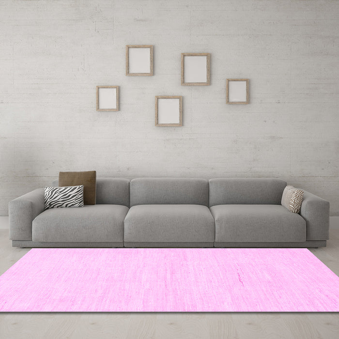 Machine Washable Solid Pink Modern Rug in a Living Room, wshabs1502pnk