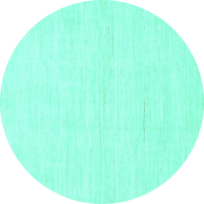 Round Machine Washable Solid Turquoise Modern Area Rugs, wshabs1502turq