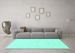 Machine Washable Solid Turquoise Modern Area Rugs in a Living Room,, wshabs1502turq