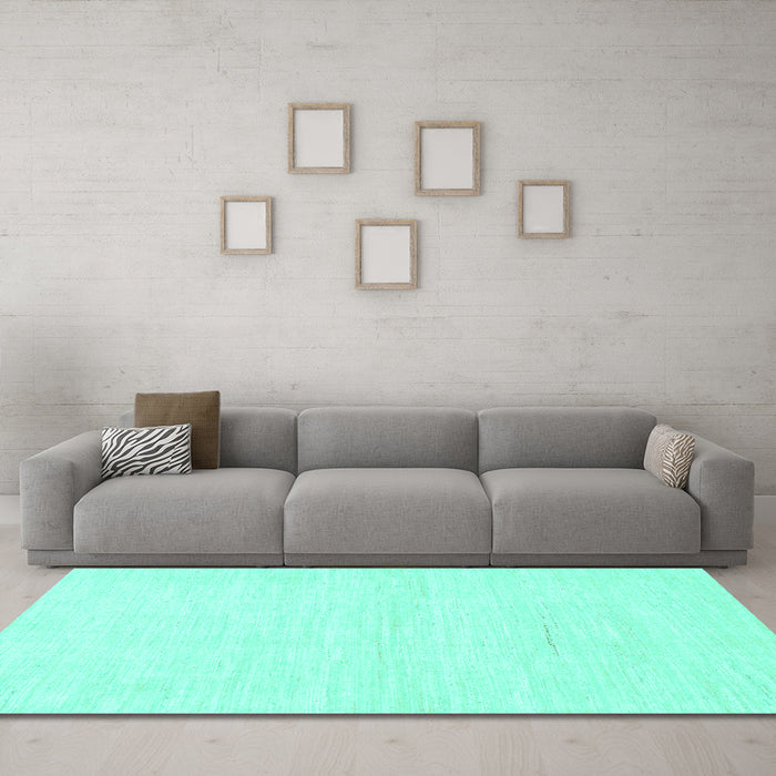 Machine Washable Solid Turquoise Modern Area Rugs in a Living Room,, wshabs1502turq