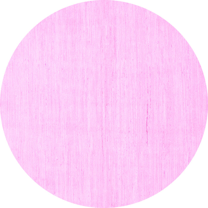 Round Machine Washable Solid Pink Modern Rug, wshabs1502pnk