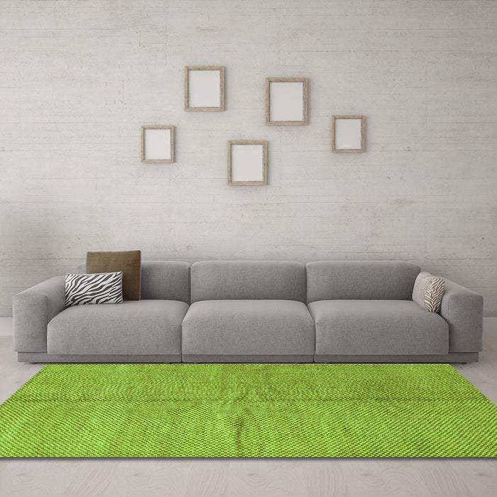 Machine Washable Abstract Green Modern Area Rugs in a Living Room,, wshabs1503grn