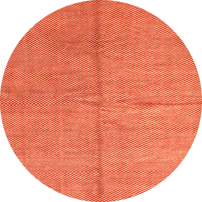 Round Machine Washable Abstract Orange Modern Area Rugs, wshabs1503org