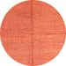 Round Machine Washable Abstract Orange Modern Area Rugs, wshabs1503org