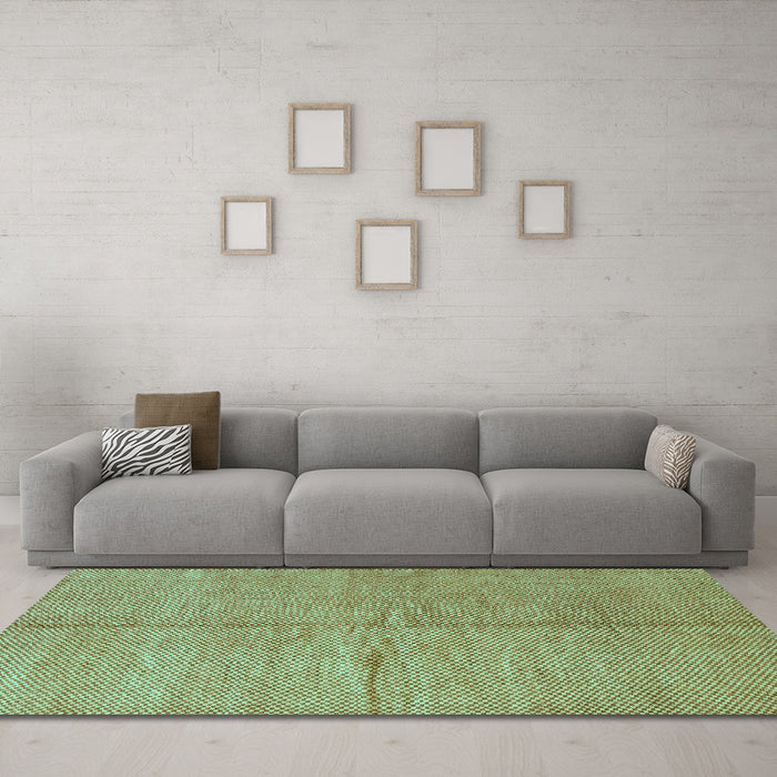 Machine Washable Abstract Turquoise Modern Area Rugs in a Living Room,, wshabs1503turq