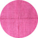 Round Machine Washable Abstract Pink Modern Rug, wshabs1503pnk