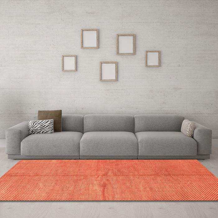 Machine Washable Abstract Orange Modern Area Rugs in a Living Room, wshabs1503org
