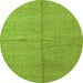 Round Abstract Green Modern Rug, abs1503grn