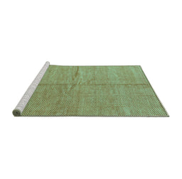 Sideview of Machine Washable Abstract Turquoise Modern Area Rugs, wshabs1503turq