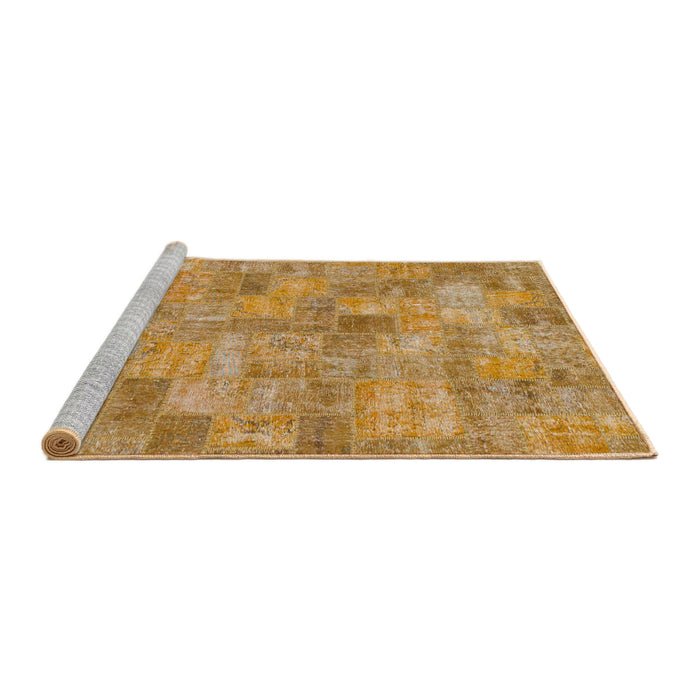 Sideview of Machine Washable Abstract Yellow Rug, wshabs1504