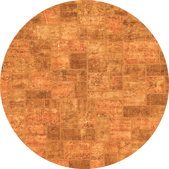 Round Patchwork Orange Transitional Rug, abs1504org