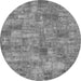 Round Machine Washable Patchwork Gray Transitional Rug, wshabs1504gry