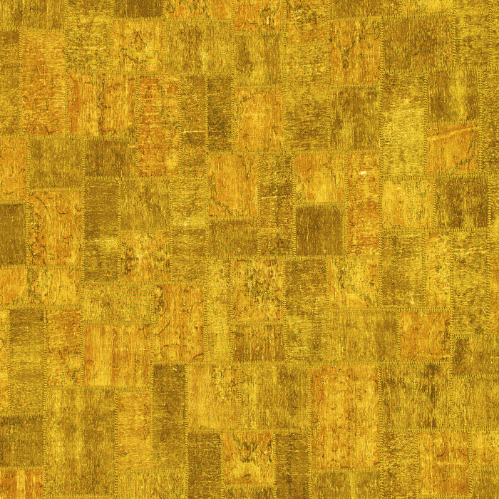 Square Machine Washable Patchwork Yellow Transitional Rug, wshabs1504yw