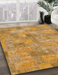 Abstract Yellow Patchwork Rug, abs1504