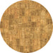 Round Patchwork Brown Transitional Rug, abs1504brn