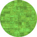 Round Patchwork Green Transitional Rug, abs1504grn