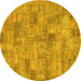 Round Patchwork Yellow Transitional Rug, abs1504yw