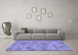 Machine Washable Patchwork Blue Transitional Rug in a Living Room, wshabs1504blu