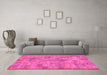 Machine Washable Patchwork Pink Transitional Rug in a Living Room, wshabs1504pnk