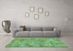 Machine Washable Patchwork Turquoise Transitional Area Rugs in a Living Room,, wshabs1504turq