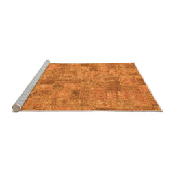 Sideview of Machine Washable Patchwork Orange Transitional Area Rugs, wshabs1504org