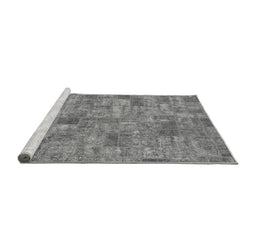 Sideview of Machine Washable Patchwork Gray Transitional Rug, wshabs1504gry
