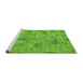 Sideview of Machine Washable Patchwork Green Transitional Area Rugs, wshabs1504grn