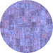 Round Patchwork Blue Transitional Rug, abs1504blu