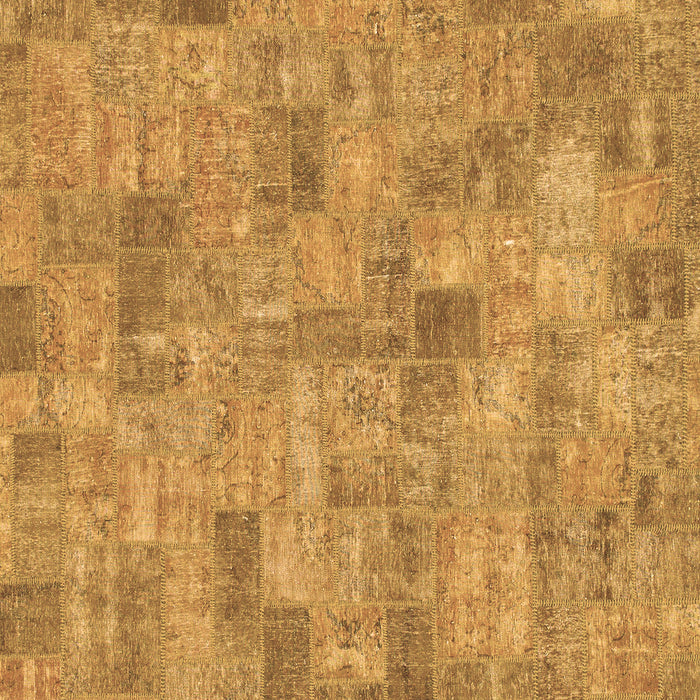 Square Machine Washable Patchwork Brown Transitional Rug, wshabs1504brn