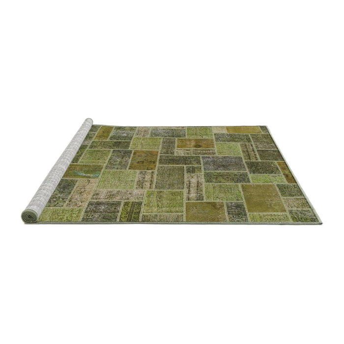 Sideview of Machine Washable Abstract Brass Green Rug, wshabs1505