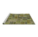 Sideview of Machine Washable Abstract Brass Green Rug, wshabs1505