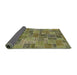 Sideview of Abstract Copper Green Patchwork Rug, abs1505