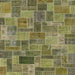 Square Machine Washable Abstract Brass Green Rug, wshabs1505