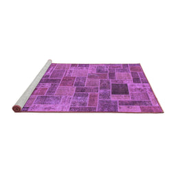 Sideview of Machine Washable Patchwork Purple Transitional Area Rugs, wshabs1505pur