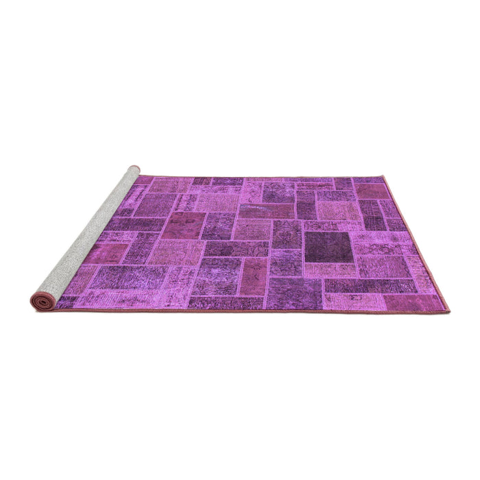 Sideview of Machine Washable Patchwork Purple Transitional Area Rugs, wshabs1505pur