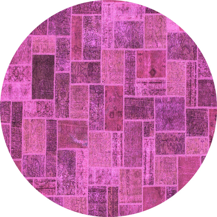 Round Patchwork Pink Transitional Rug, abs1505pnk