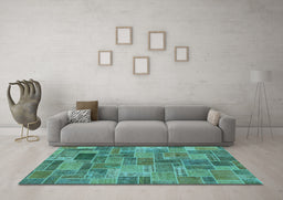Machine Washable Patchwork Light Blue Transitional Rug in a Living Room, wshabs1505lblu