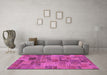 Machine Washable Patchwork Pink Transitional Rug in a Living Room, wshabs1505pnk