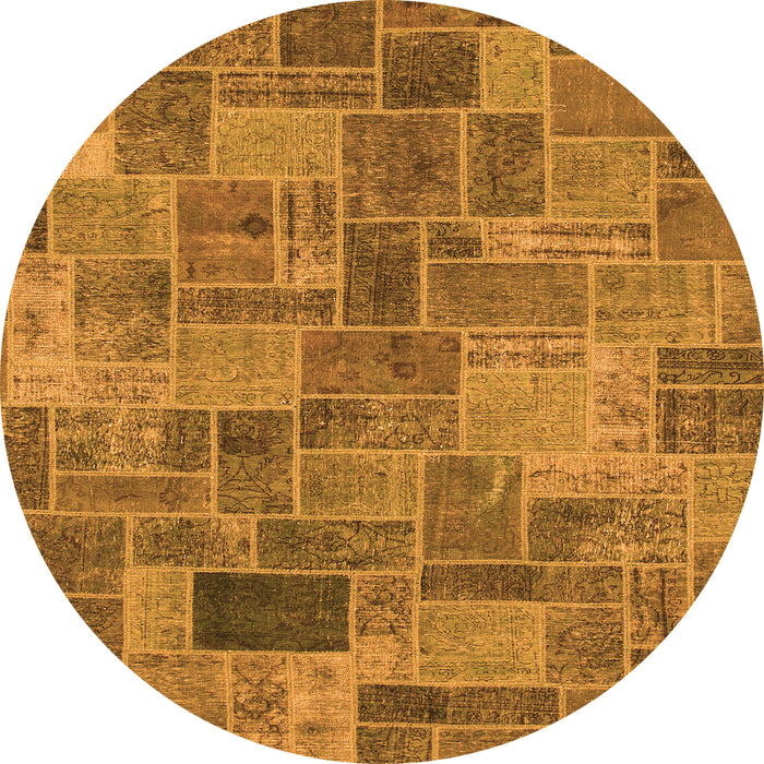 Round Machine Washable Patchwork Orange Transitional Area Rugs, wshabs1505org