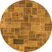 Round Machine Washable Patchwork Orange Transitional Area Rugs, wshabs1505org